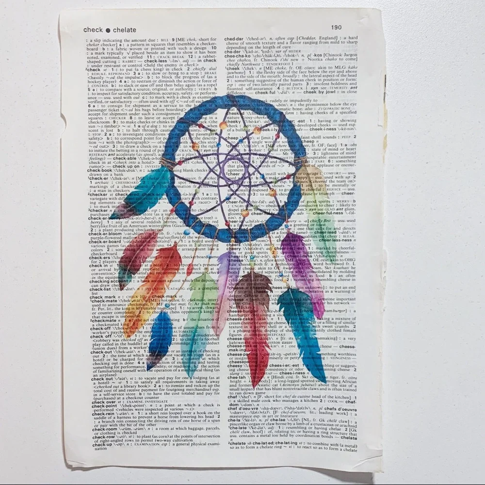Dictionary Art Print Dreamcatcher Dream Catcher Feathers, Vintage Art Print